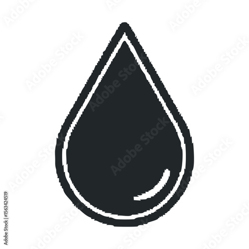 Black drop icon illustration on white background