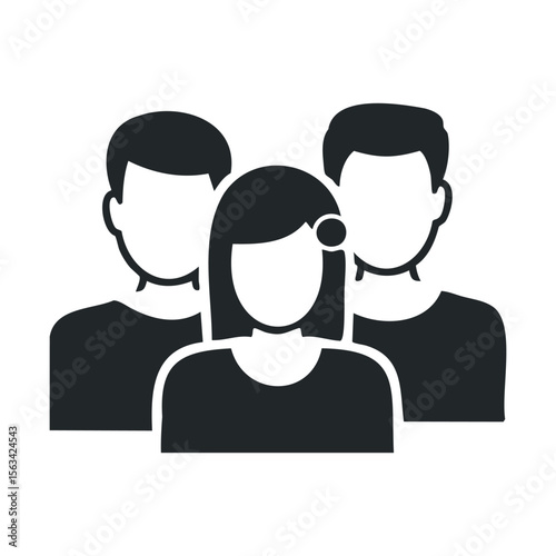 Silhouette of three diverse adults: two males, one female, various races