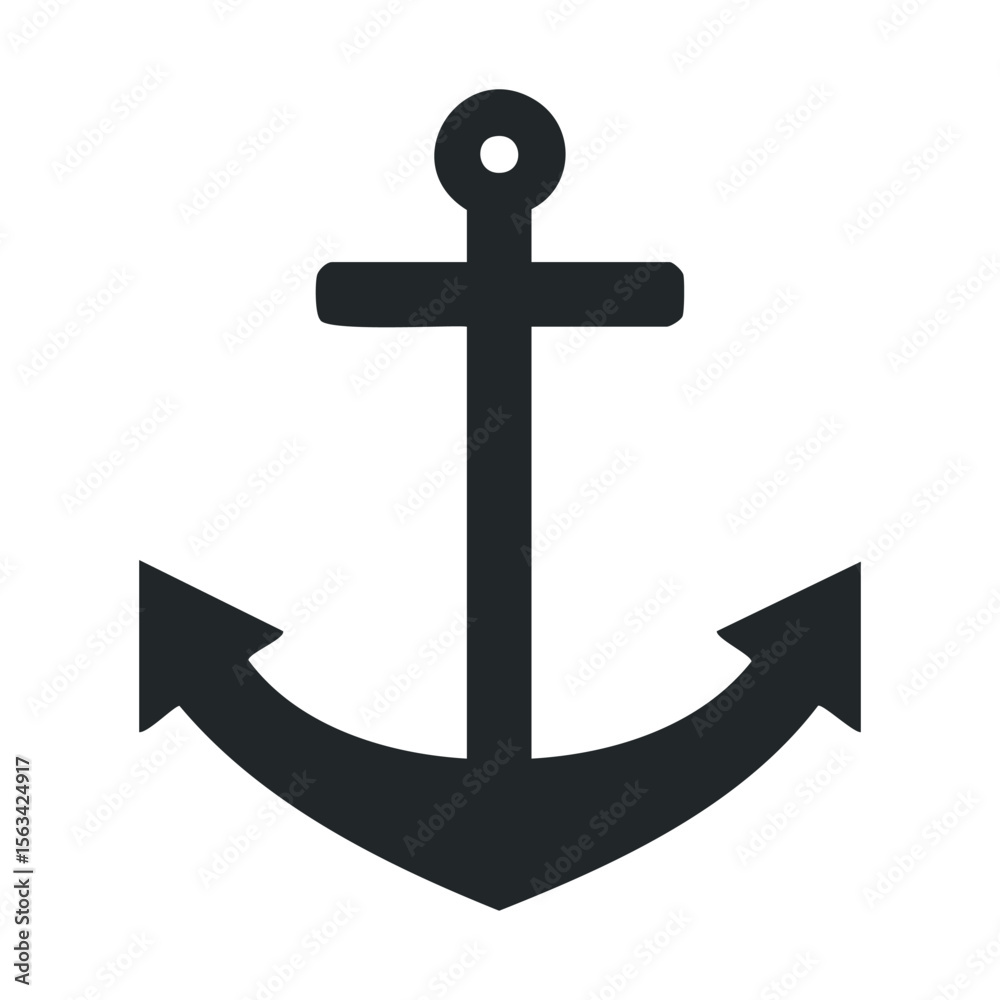 Simple black anchor icon on white background Simple black anchor icon on white background