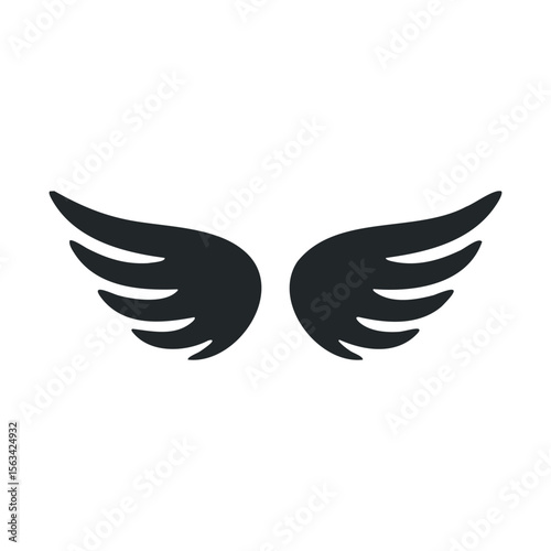 Black wing icon symbolizing freedom and flight