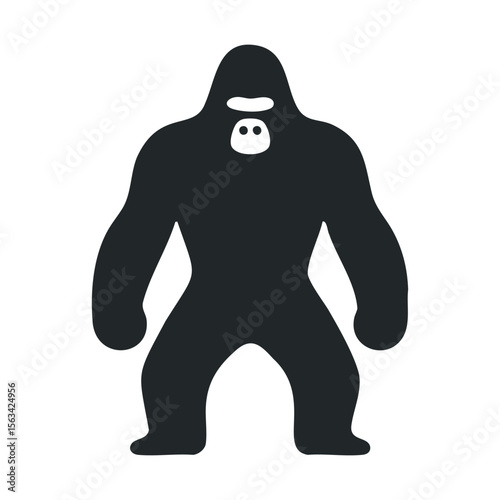 Silhouette of stylized gorilla in bold black and white design