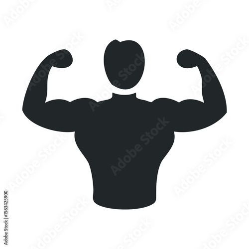 Silhouette of a muscular person flexing biceps
