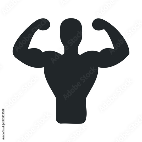 Silhouette of a strong muscular male flexing arms