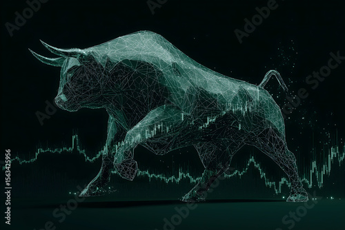 Bull Green Stock Market Chart Dark Mode