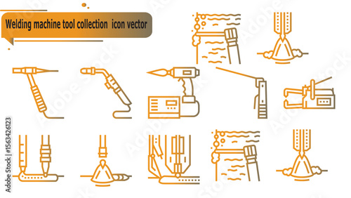  Welding machine tool collection  icon vector