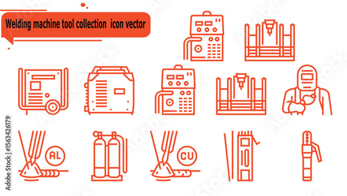  Welding machine tool collection  icon vector