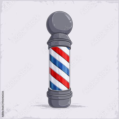 Hand drawn barbers pole sign, classic, iconic barbershop representation and sign of barbershop place