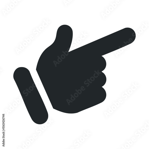 Black hand symbol pointing right icon in minimalist style