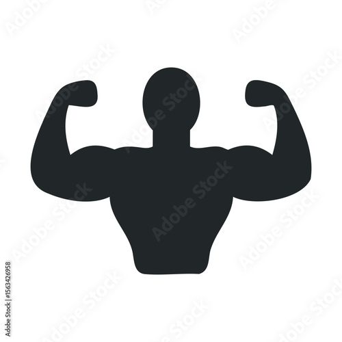 Silhouette of a muscular male flexing biceps