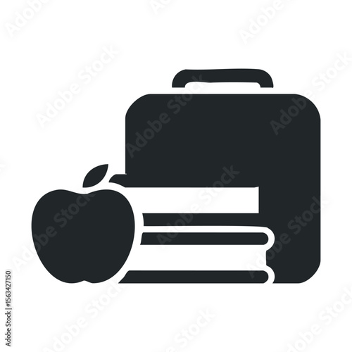 Silhouette of lunchbox with apple and sandwich icon