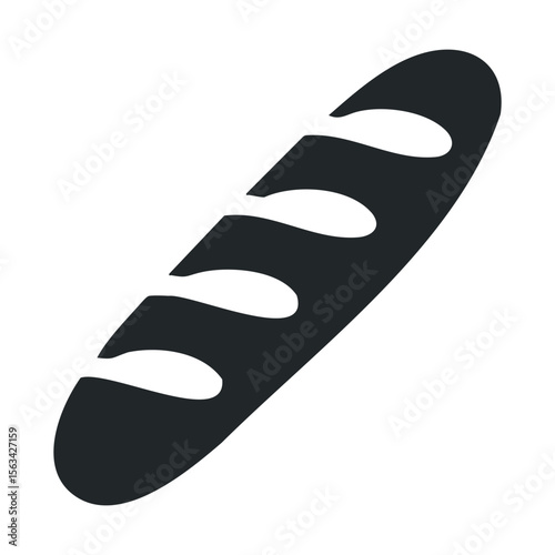 Minimalist black and white baguette illustration on white background