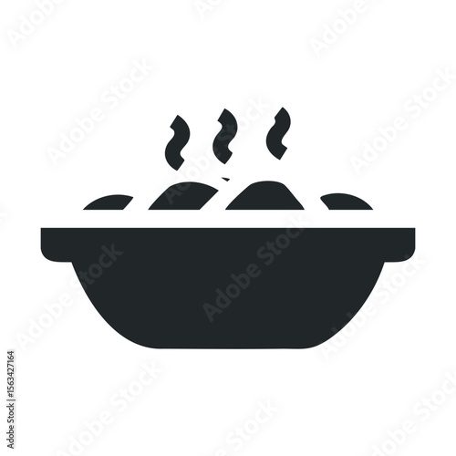 Silhouette of a steaming bowl with three lines of steam