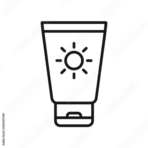 SPF Cream Shape-Based Outline Icon, Black Monochrome, Transparent Background