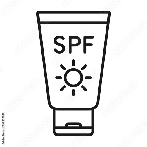 SPF Cream Shape-Based Outline Icon, Black Monochrome, Transparent Background