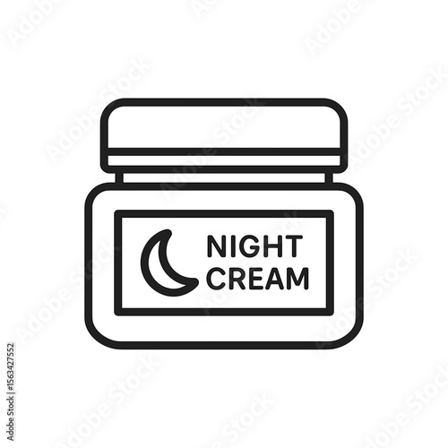 Night Cream Shape-Based Outline Icon, Black, Transparent Background