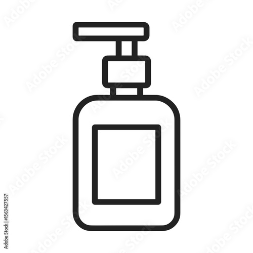 Pump Bottle Shape-Based Outline Icon, Black Monochrome, Transparent Background