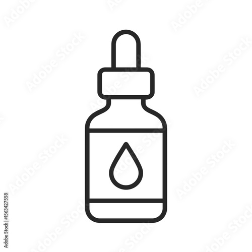 Serum Bottle Shape-Based Outline Icon, Monochrome, Transparent Background