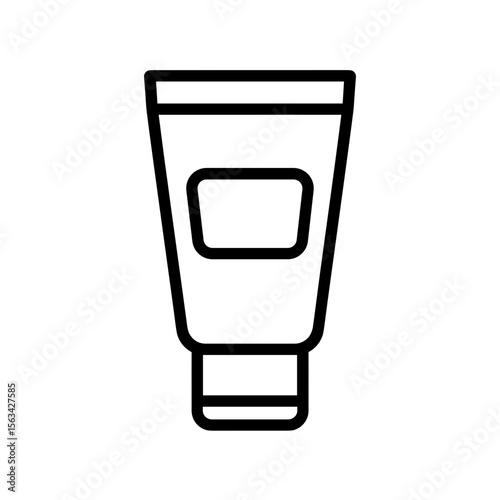 Cream Tube Shape-Based Outline Icon, Monochrome, Transparent Background