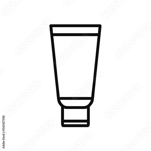 Minimalist Cream Tube Shape-Based Outline Icon, Black Accent, Transparent Background