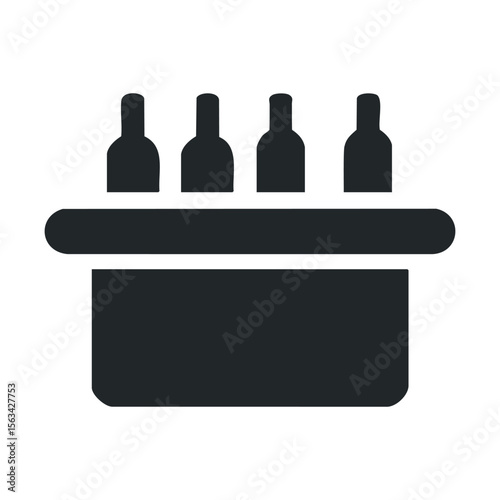 Minimalist bar icon with bottle silhouettes on shelf