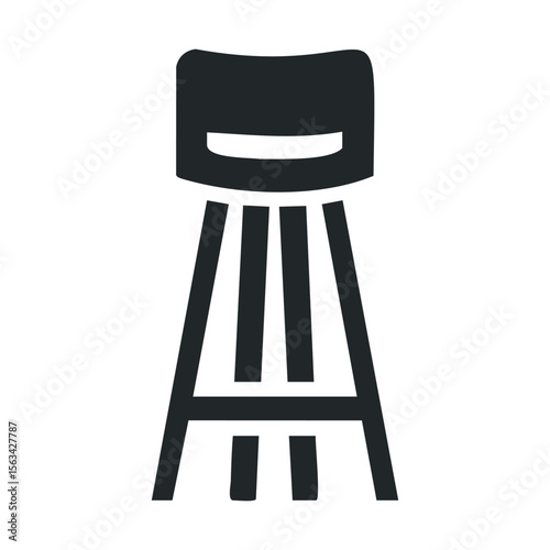 Minimalist black bar stool on white background