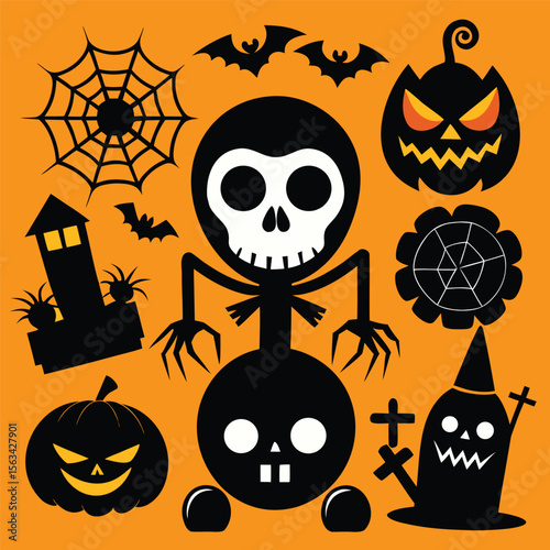 All-in-One Halloween Silhouette Vector Set