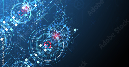 Abstract background. Scientific and technological concept with the use of technical elements formed in the shape of a circle. Vector