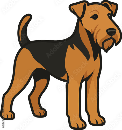 Airedale Terrier dog vector illustration