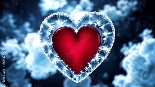 Love special effects background material ice crystal red heart blooming romantically