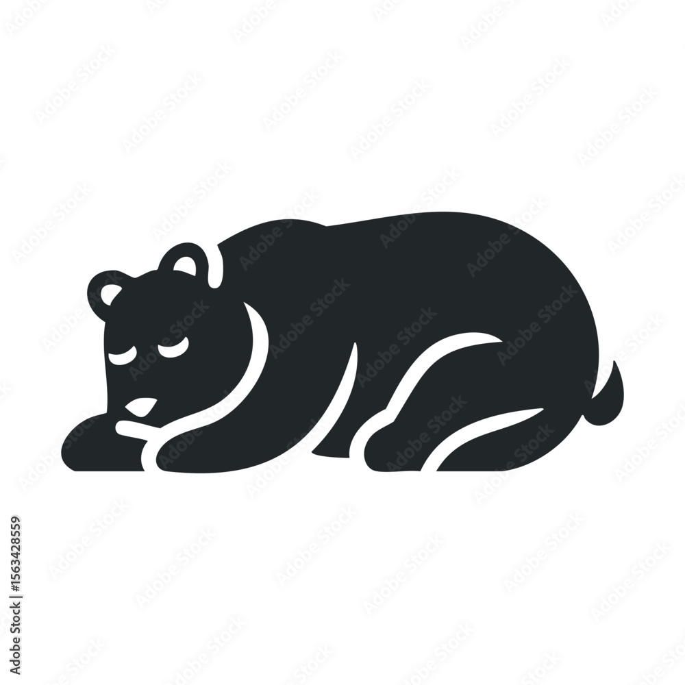 Obraz premium Sleeping bear silhouette: peaceful wildlife design with relaxed pose