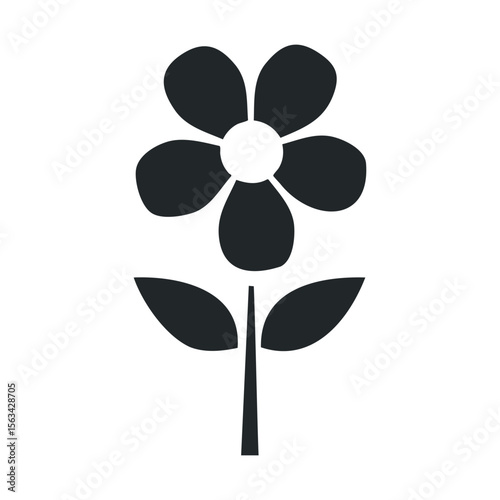 Black and white floral icon - simplistic flower design