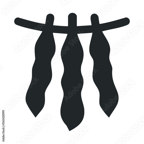 Three abstract black stripes in artistic formation on white background