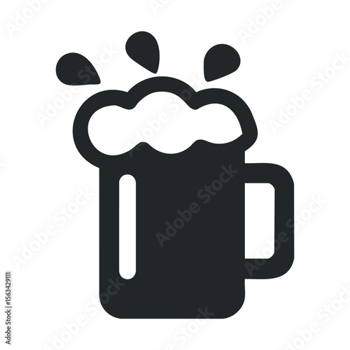 Foamy beer mug icon with bubbles