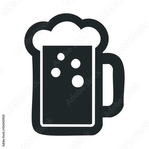 Foamy beer mug icon on white background