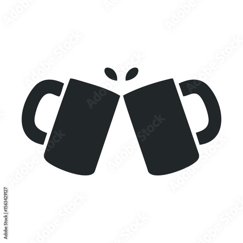 Minimalist icon of clinking beer glasses celebrating friendship