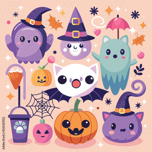 Spooky Vector Halloween Elements in Black