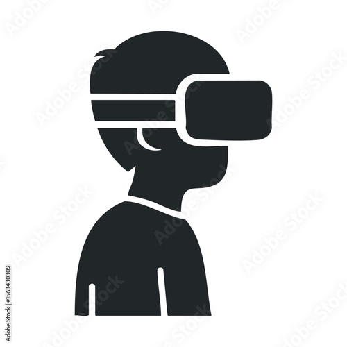Silhouette of person wearing vr headset immersed in virtual reality