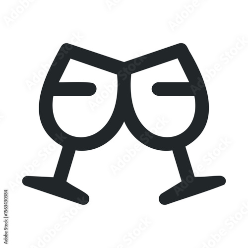 Outline of clinking two wine glasses in celebration