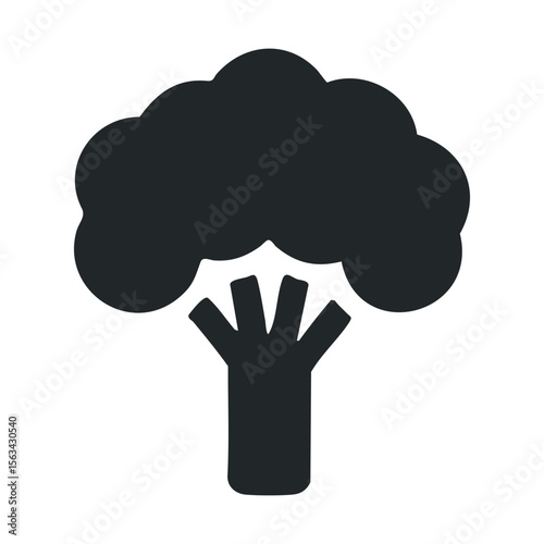 Simple black silhouette of a tree with rounded canopy