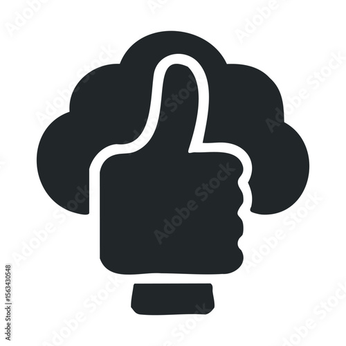 Black and white thumbs up icon