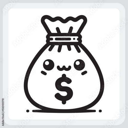 Cute Money Bag Design for Financial Graphics
