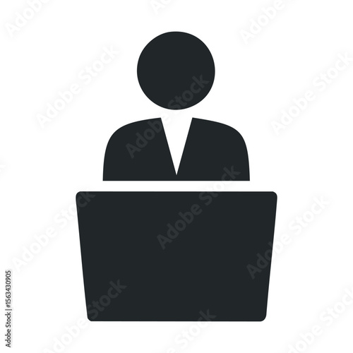 Icon of person standing at podium giving a speech or presentation