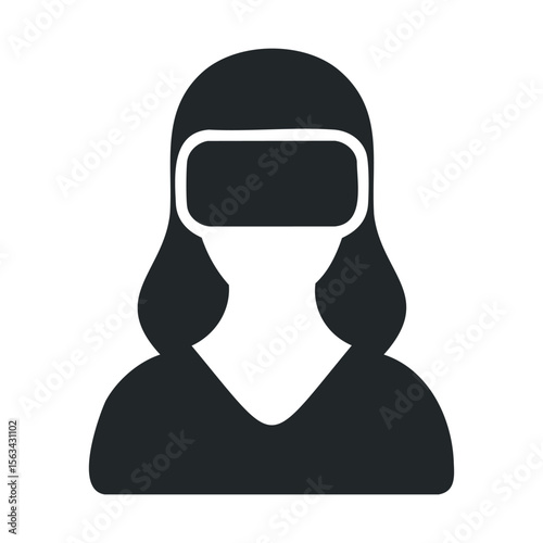 Female wearing virtual reality headset: vr technology experience illustration