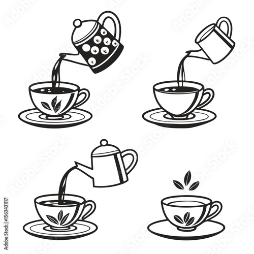 Clean silhouette icon of a teacup and saucer