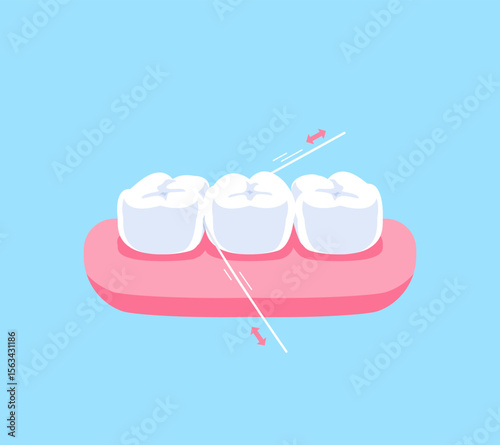 Dental Floss Cleaning illustration vector design. Dental care concept.