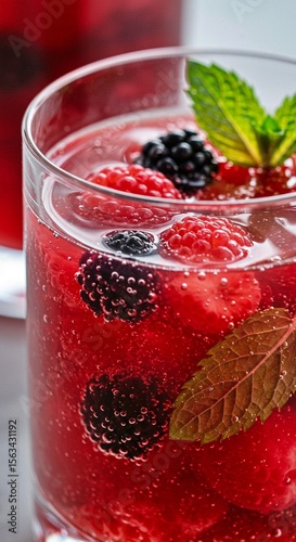 Wallpaper Mural Refreshing berry drink with raspberries and blackberries in glass   Torontodigital.ca