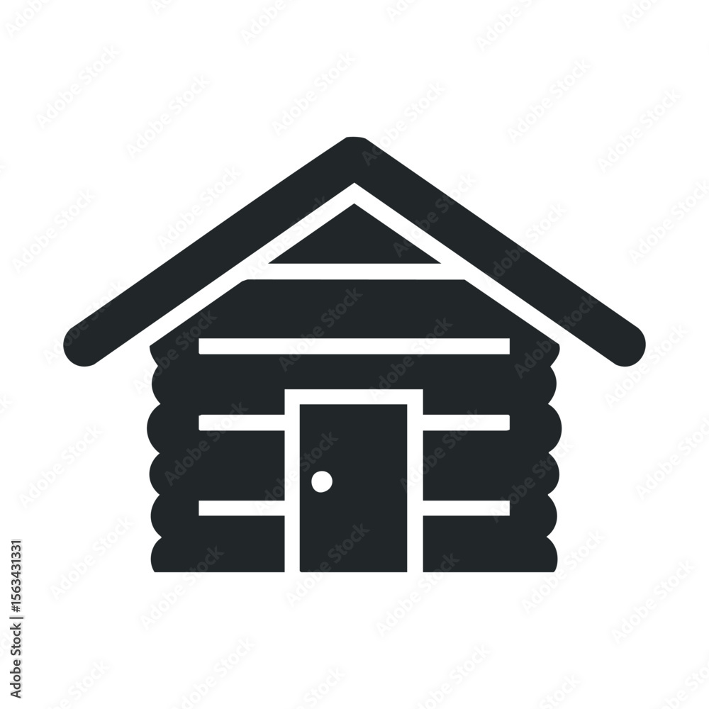 Simple black log cabin icon on white background Simple black log cabin icon on white background