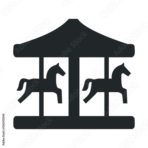 Black silhouette carousel icon with two horses in motion