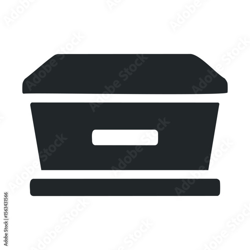 Black coffin silhouette on white background
