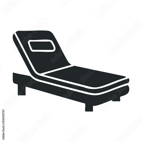 Black adjustable chaise lounge icon - modern reclining furniture silhouette